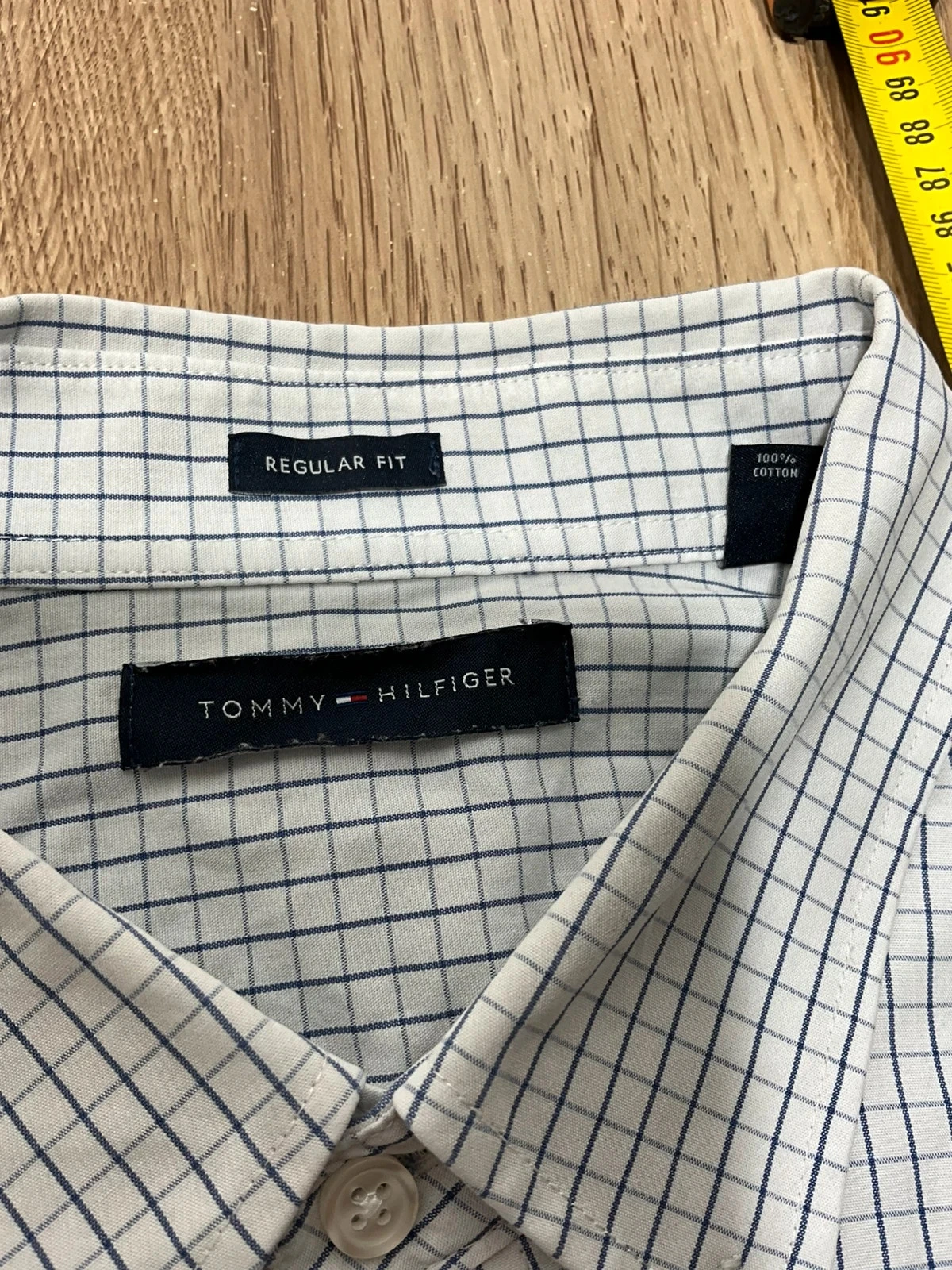 Chemise Tommy Hilfiger Regular Fit XL Chic 100% Coton Carreaux Blanc Bleu Marine – photo 5